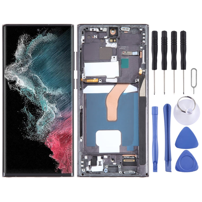 Para Samsung Galaxy S22 Ultra 5G SM-S908U Edición de EE. UU. OLED Pantalla LCD Digitalizador Asamblea completa con marco