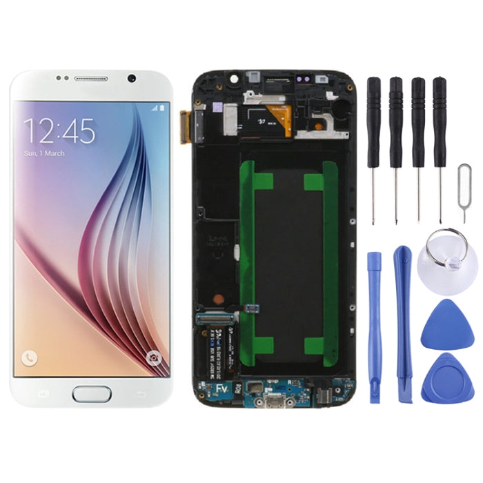 Pantalla LCD original y ensamblaje completo del digitalizador con marco para Samsung Galaxy S6 SM-G920F