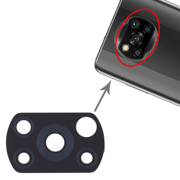 Lente de cámara trasera de 10 piezas para Xiaomi Poco X3 NFC / Poco X3 M2007J20CG M2007J20CT, For Xiaomi Poco X3 NFC