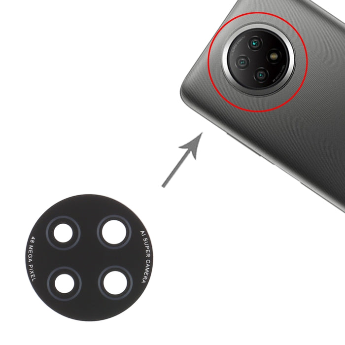 Lente de cámara trasera de 10 piezas para Xiaomi Redmi Note 9 5G M2007J22C, For Xiaomi Redmi Note 9 5G