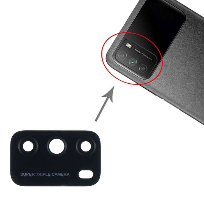 Lente de cámara trasera de 10 piezas para Xiaomi Poco M3 M2010J19CG M2010J19CI, For Xiaomi Poco M3