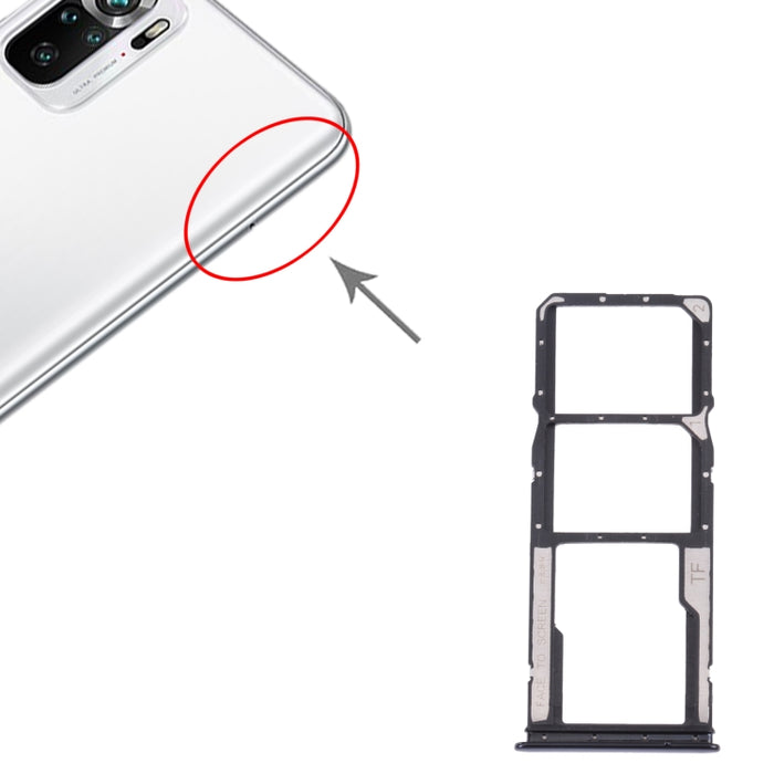 Bandeja Tarjeta SIM + Bandeja Tarjeta SIM + Bandeja Tarjeta Micro SD para Xiaomi Redmi Note 10 4G / Redmi Note 10S M2101K7AI, M2101K7AG, M2101K7BG, M2101K7BI, M2101K7BNY, M2101K7BL, For Xiaomi Redmi Note 10 4G