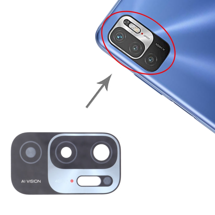 Lente de cámara trasera de 10 piezas para Xiaomi Redmi Note 10T 5G, For Xiaomi Redmi Note 10T 5G
