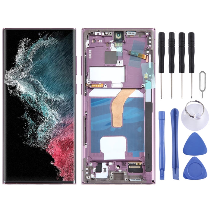Pantalla LCD OLED para Samsung Galaxy S22 Ultra 5G SM-S908B Digitalizador Asamblea completa con marco