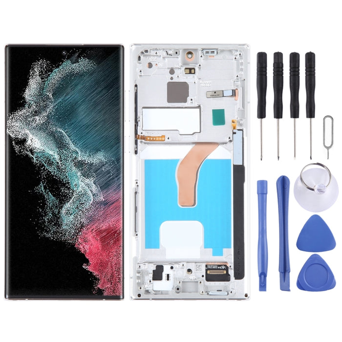 Pantalla LCD OLED para Samsung Galaxy S22 Ultra 5G SM-S908B Digitalizador Asamblea completa con marco