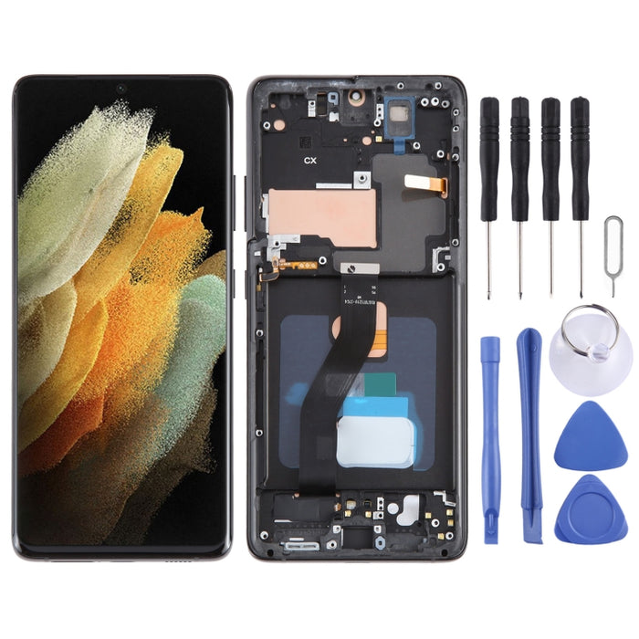 Pantalla LCD OLED para Samsung Galaxy S21 Ultra 5G SM-G998B Digitalizador Asamblea completa con marco