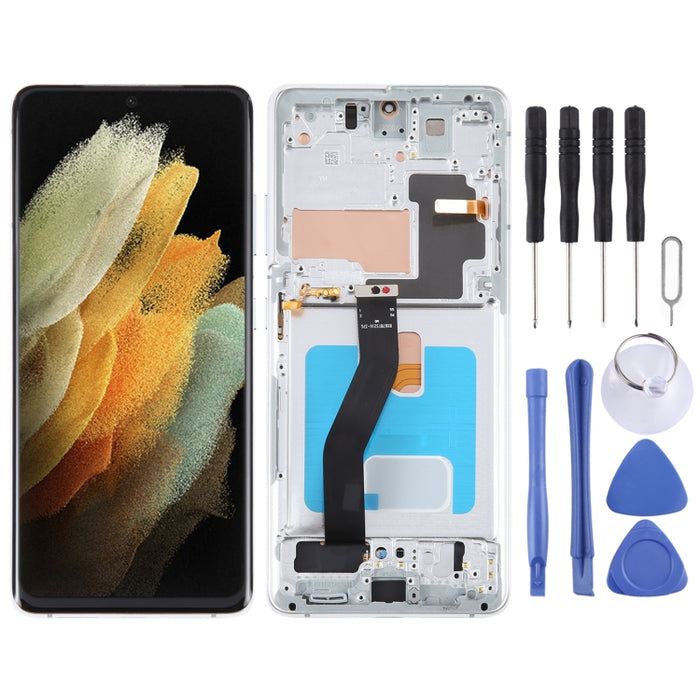 Pantalla LCD OLED para Samsung Galaxy S21 Ultra 5G SM-G998B Digitalizador Asamblea completa con marco