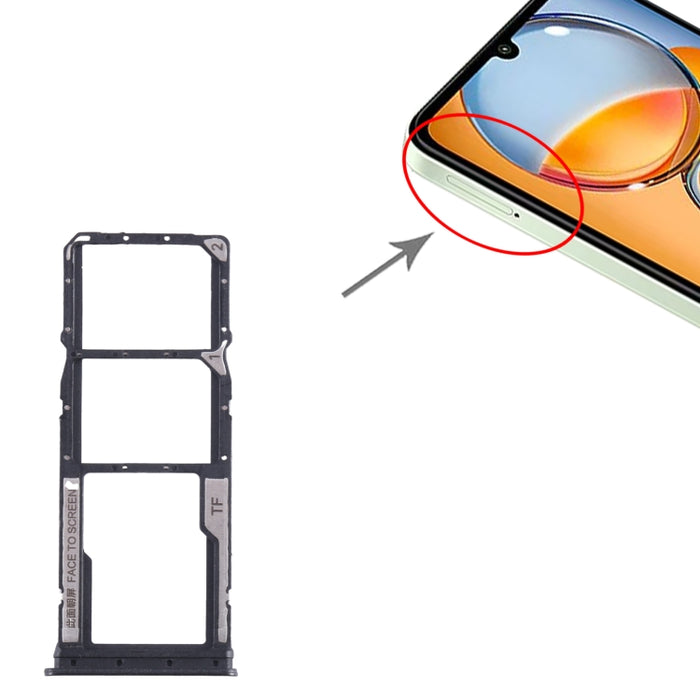 Para Xiaomi Redmi 13C Bandeja de tarjeta SIM + Bandeja de tarjeta SIM + Bandeja de tarjeta Micro SD, For Xiaomi Redmi 13C