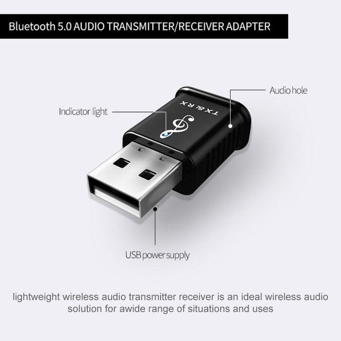 MSD168 2 en 1 Transmisor receptor Bluetooth Mini 3,5mm AUX estéreo inalámbrico Bluetooth 5,0 adaptador para coche TV PC MP3