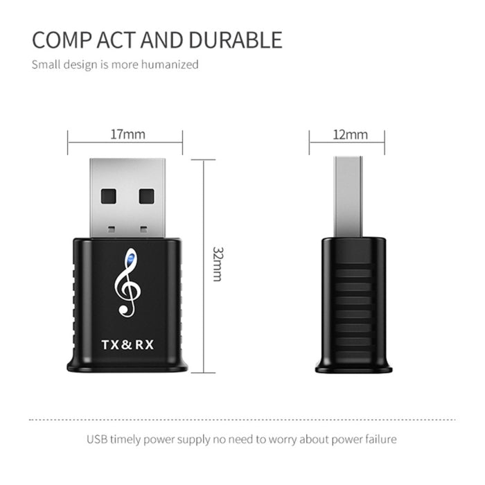 MSD168 2 en 1 Transmisor receptor Bluetooth Mini 3,5mm AUX estéreo inalámbrico Bluetooth 5,0 adaptador para coche TV PC MP3