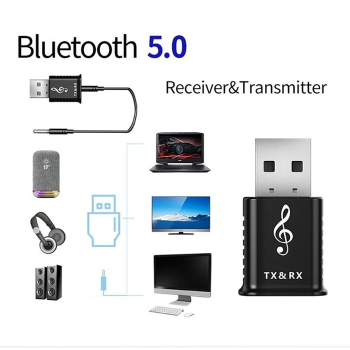 MSD168 2 en 1 Transmisor receptor Bluetooth Mini 3,5mm AUX estéreo inalámbrico Bluetooth 5,0 adaptador para coche TV PC MP3