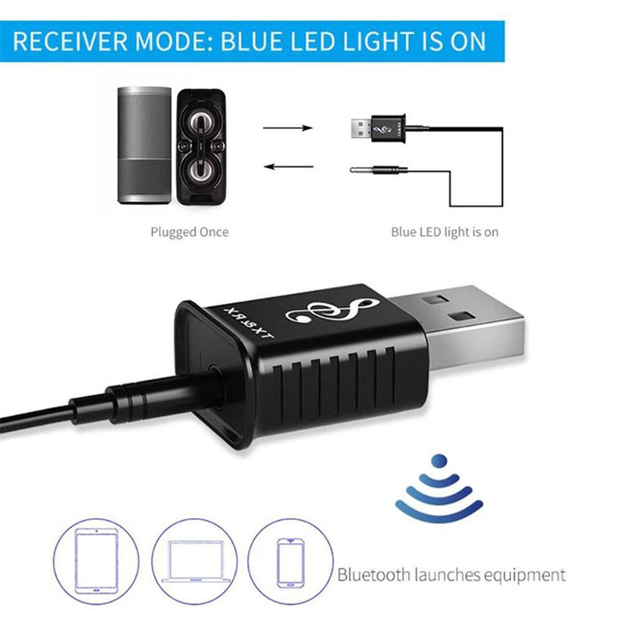 MSD168 2 en 1 Transmisor receptor Bluetooth Mini 3,5mm AUX estéreo inalámbrico Bluetooth 5,0 adaptador para coche TV PC MP3