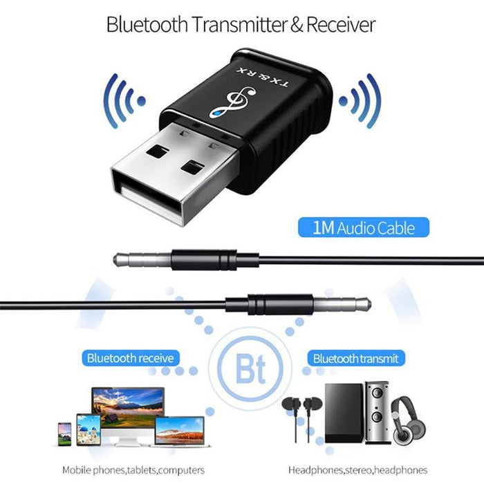 MSD168 2 en 1 Transmisor receptor Bluetooth Mini 3,5mm AUX estéreo inalámbrico Bluetooth 5,0 adaptador para coche TV PC MP3