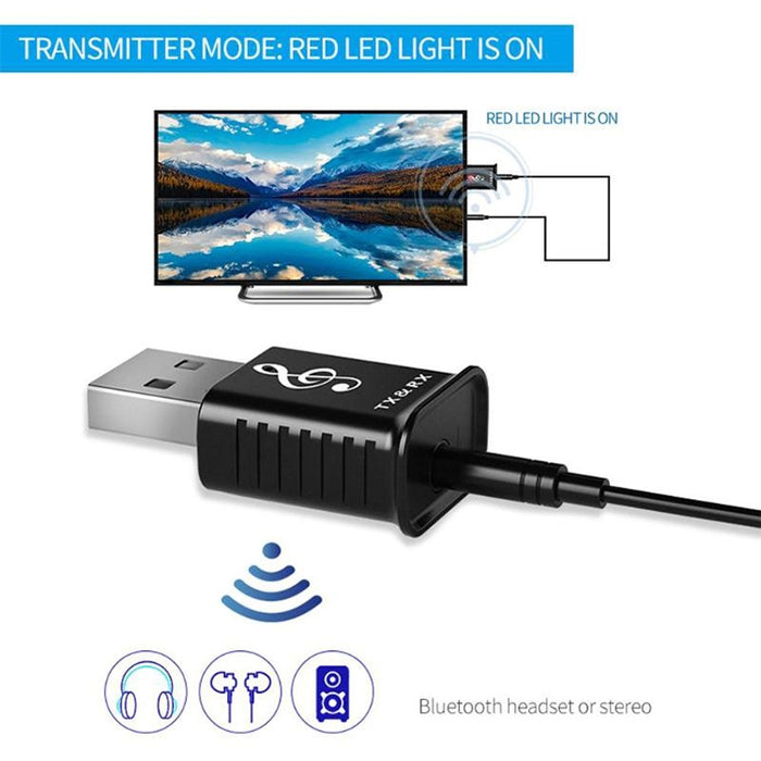 MSD168 2 en 1 Transmisor receptor Bluetooth Mini 3,5mm AUX estéreo inalámbrico Bluetooth 5,0 adaptador para coche TV PC MP3