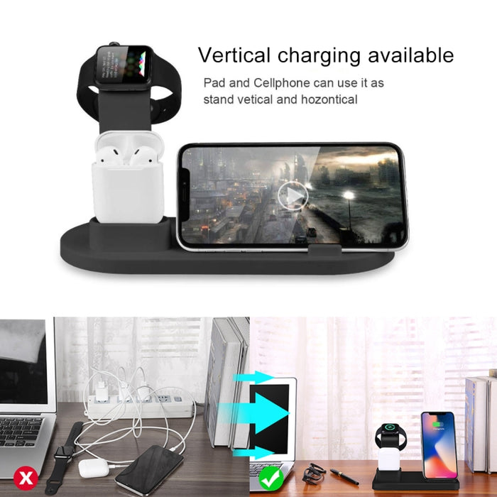 Base de carga inalámbrica giratoria HQ-UD15 con soporte para teléfonos / iWatches / AirPods (plateado)