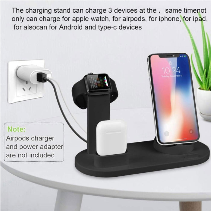Base de carga inalámbrica giratoria HQ-UD15 con soporte para teléfonos / iWatches / AirPods (plateado)