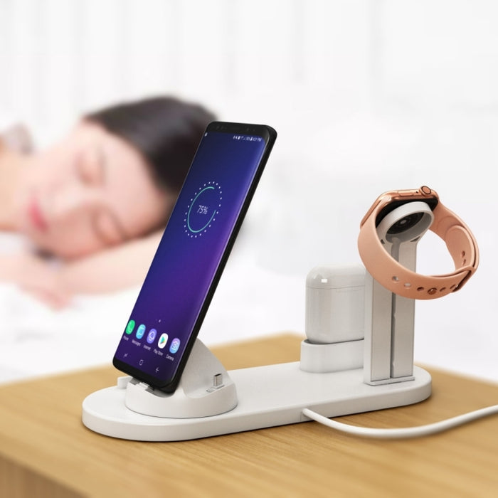 Base de carga inalámbrica giratoria HQ-UD15 con soporte para teléfonos / iWatches / AirPods (plateado)