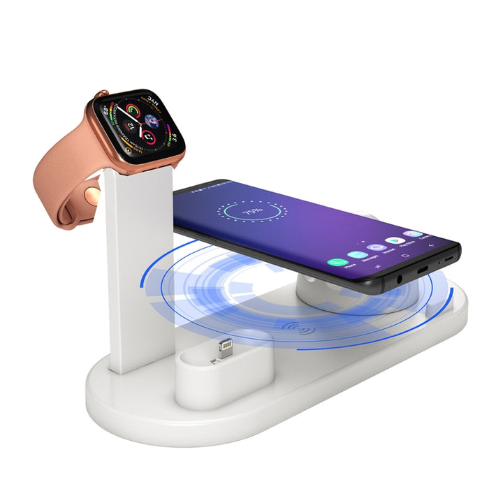 Base de carga inalámbrica giratoria HQ-UD15 con soporte para teléfonos / iWatches / AirPods (plateado)