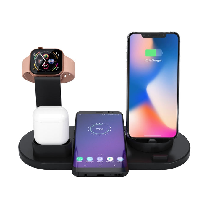 Base de carga inalámbrica giratoria HQ-UD15 con soporte para teléfonos / iWatches / AirPods (plateado)
