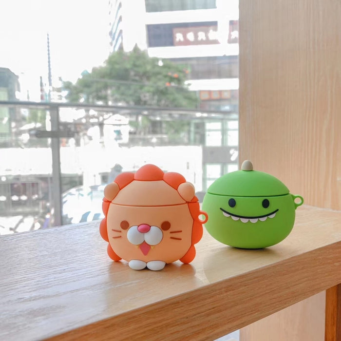 Para Apple AirPods 1/2 generación Universal inalámbrico león y dinosaurio soporte para auriculares funda protectora Bluetooth, Lion, Dinosaur