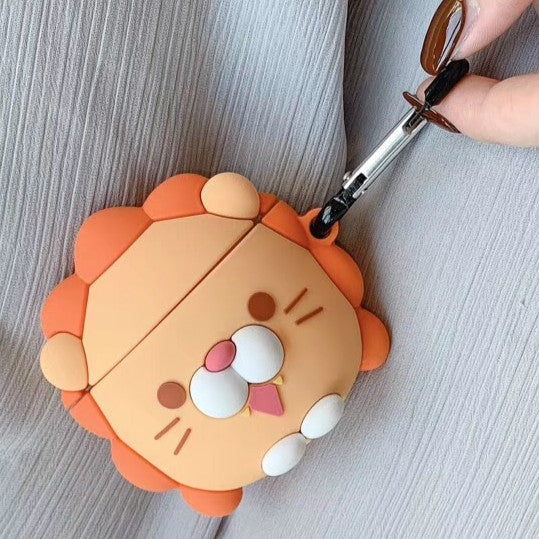 Para Apple AirPods 1/2 generación Universal inalámbrico león y dinosaurio soporte para auriculares funda protectora Bluetooth, Lion, Dinosaur