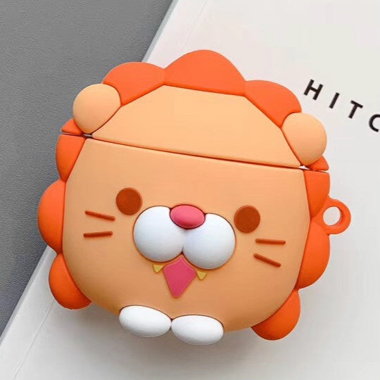 Para Apple AirPods 1/2 generación Universal inalámbrico león y dinosaurio soporte para auriculares funda protectora Bluetooth, Lion, Dinosaur