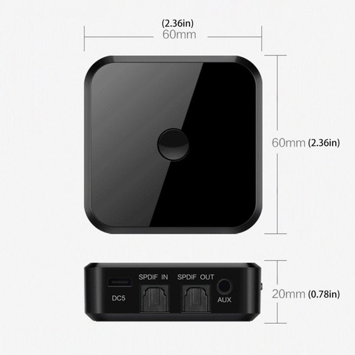 Receptor Bluetooth de fibra óptica Bluetooth 5.0 CSR8670 Transmisor Bluetooth 2 en 1 compatible con APTX, black