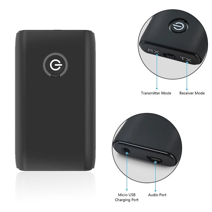 B10S Adaptador Bluetooth 5.0 Transmisor Bluetooth Receptor 2 en 1 Adaptador Bluetooth, black