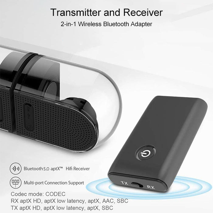 B10S Adaptador Bluetooth 5.0 Transmisor Bluetooth Receptor 2 en 1 Adaptador Bluetooth, black