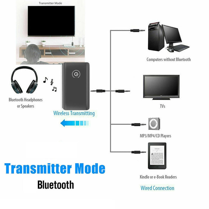 B10S Adaptador Bluetooth 5.0 Transmisor Bluetooth Receptor 2 en 1 Adaptador Bluetooth, black
