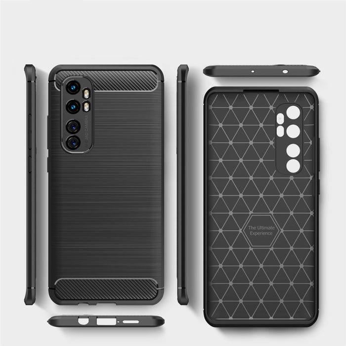 Para Xiaomi Mi Note 10 Lite Funda de TPU de fibra de carbono con textura cepillada, For Xiaomi Mi Note 10 Lite