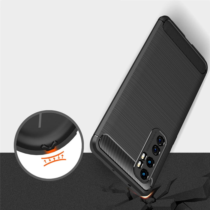Para Xiaomi Mi Note 10 Lite Funda de TPU de fibra de carbono con textura cepillada, For Xiaomi Mi Note 10 Lite
