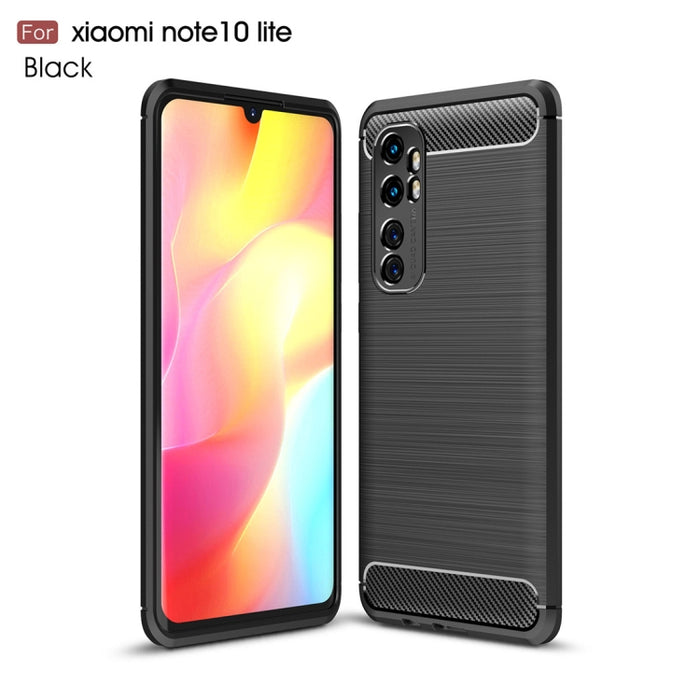 Para Xiaomi Mi Note 10 Lite Funda de TPU de fibra de carbono con textura cepillada, For Xiaomi Mi Note 10 Lite