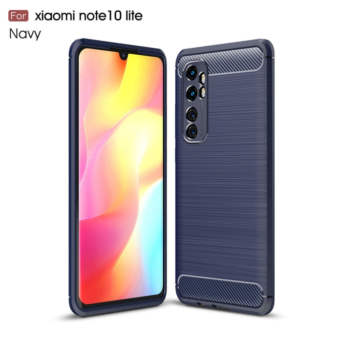 Para Xiaomi Mi Note 10 Lite Funda de TPU de fibra de carbono con textura cepillada, For Xiaomi Mi Note 10 Lite