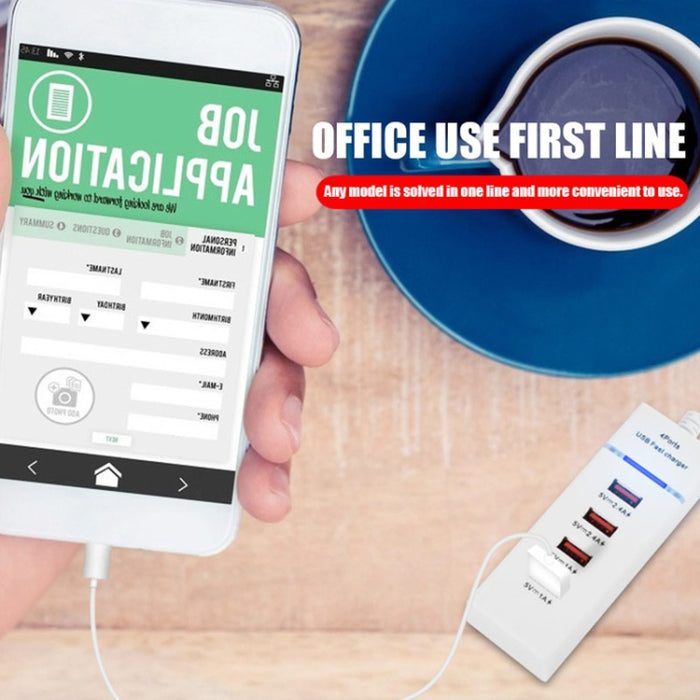 Adaptador de cargador de 4 puertos USB de 5V 4.1A con cable de alimentación, longitud del cable: 1,5 m, enchufe de la UE, EU Plug