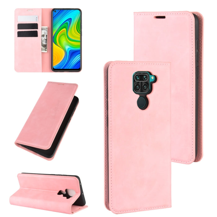 Para Xiaomi Redmi Note 9/10X 4G Funda de cuero con succión magnética de negocios de piel retro con soporte, ranuras para tarjetas y billetera, For Redmi Note 9 4G