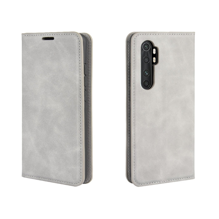 Para Xiaomi Mi Note 10 Lite Funda de cuero de succión magnética de negocios de piel retro con soporte y ranuras para tarjetas y billetera, For Xiaomi Mi Note 10 Lite