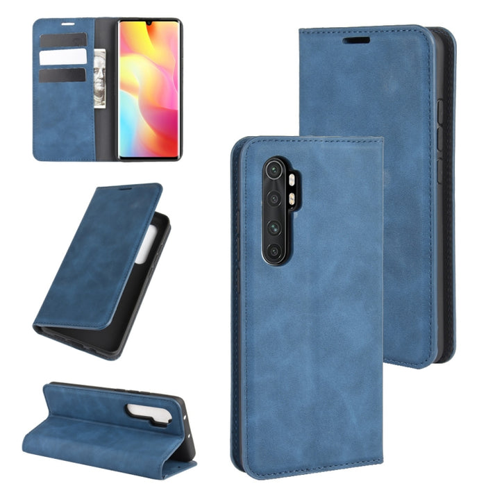 Para Xiaomi Mi Note 10 Lite Funda de cuero de succión magnética de negocios de piel retro con soporte y ranuras para tarjetas y billetera, For Xiaomi Mi Note 10 Lite