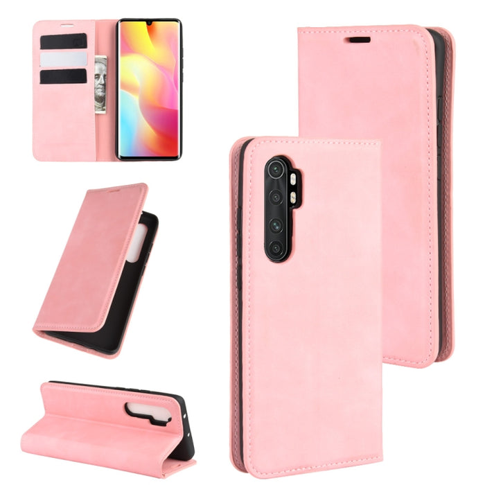 Para Xiaomi Mi Note 10 Lite Funda de cuero de succión magnética de negocios de piel retro con soporte y ranuras para tarjetas y billetera, For Xiaomi Mi Note 10 Lite