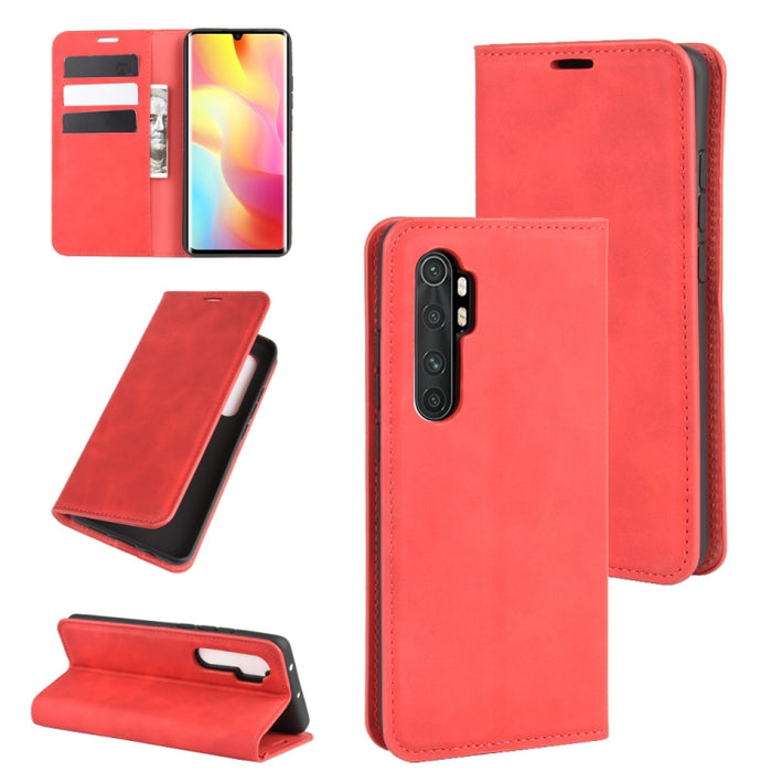 Para Xiaomi Mi Note 10 Lite Funda de cuero de succión magnética de negocios de piel retro con soporte y ranuras para tarjetas y billetera, For Xiaomi Mi Note 10 Lite