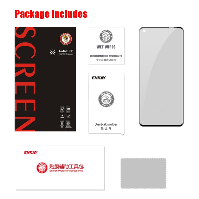 ENKAY Hat-Prince 0.26mm 9H 3D Curvado Calor Doblado Privacidad Anti-espía Pantalla completa Película de vidrio templado, For OnePlus 8 Pro, For OnePlus 8, For Huawei P40 Pro, For Xiaomi Mi 10 / Mi 10 Pro