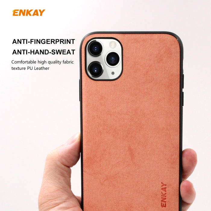 Para iPhone 11 Pro Max ENKAY ENK-PC030 Serie de negocios Textura de tela Cuero de PU + TPU Funda delgada y suave, For iPhone 11 Pro Max