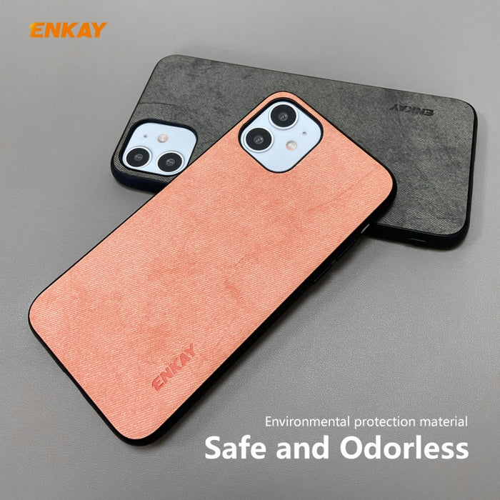 Para iPhone 11 ENKAY ENK-PC0282 2 en 1 Serie de negocios Textura de tela Cuero de PU + TPU Funda de estuche delgado y suave ＆ 0.26mm 9H 2.5D Película de vidrio templado, For iPhone 11