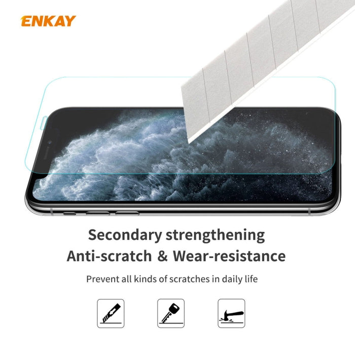 Para iPhone 11 Pro ENKAY ENK-PC0292 2 en 1 Serie de negocios Textura de tela Cuero de PU + TPU Funda de estuche delgado y suave ＆ 0.26mm 9H 2.5D Película de vidrio templado, For iPhone 11 Pro