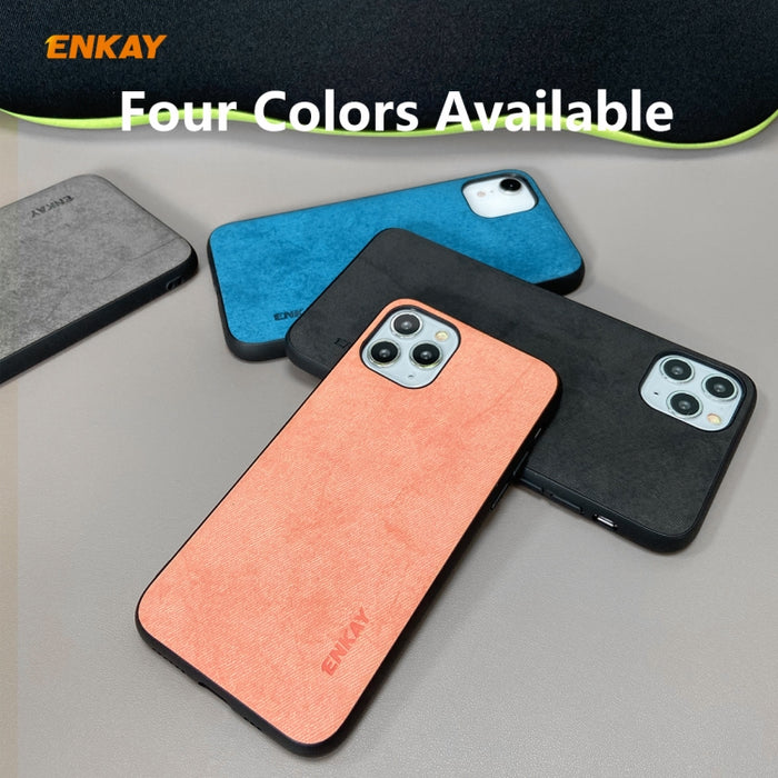 Para iPhone 11 Pro ENKAY ENK-PC0292 2 en 1 Serie de negocios Textura de tela Cuero de PU + TPU Funda de estuche delgado y suave ＆ 0.26mm 9H 2.5D Película de vidrio templado, For iPhone 11 Pro