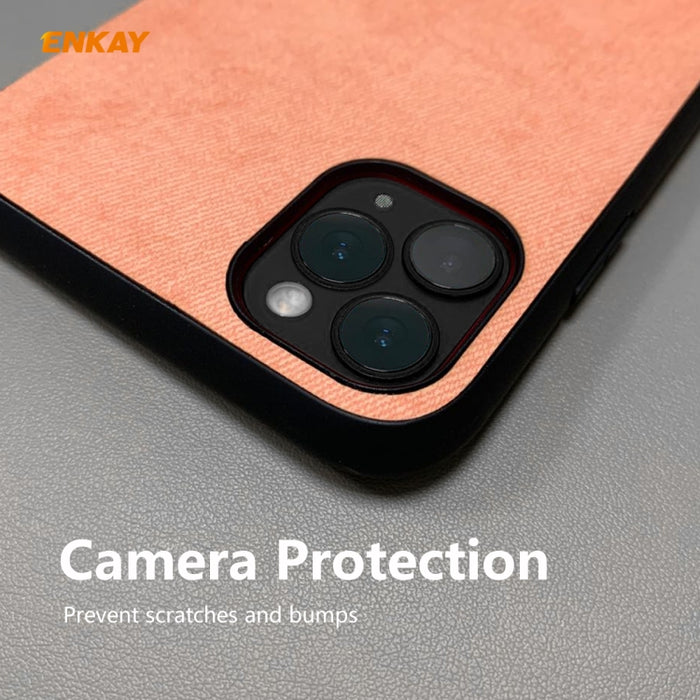 Para iPhone 11 Pro ENKAY ENK-PC0292 2 en 1 Serie de negocios Textura de tela Cuero de PU + TPU Funda de estuche delgado y suave ＆ 0.26mm 9H 2.5D Película de vidrio templado, For iPhone 11 Pro