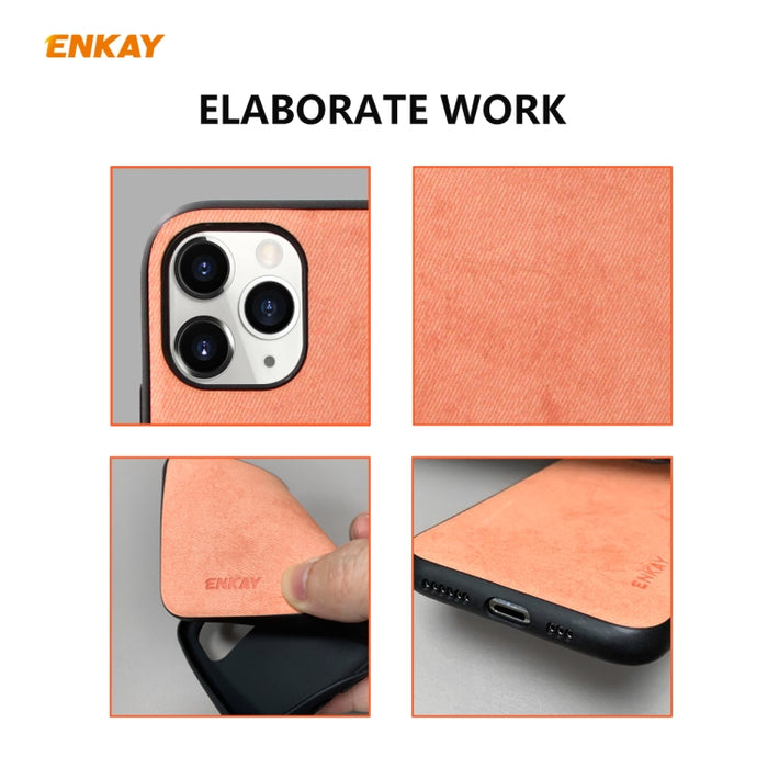 Para iPhone 11 Pro ENKAY ENK-PC0292 2 en 1 Serie de negocios Textura de tela Cuero de PU + TPU Funda de estuche delgado y suave ＆ 0.26mm 9H 2.5D Película de vidrio templado, For iPhone 11 Pro