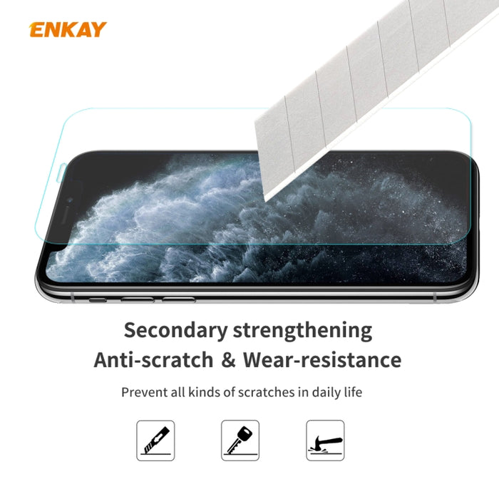 Para iPhone 11 Pro Max ENKAY ENK-PC0302 2 en 1 Serie de negocios Textura de tela Cuero de PU + TPU Funda de estuche delgado y suave ＆ 0.26mm 9H 2.5D Película de vidrio templado, For iPhone 11 Pro Max