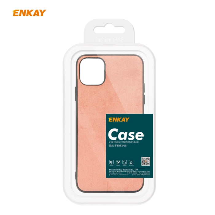 Para iPhone 11 Pro Max ENKAY ENK-PC0302 2 en 1 Serie de negocios Textura de tela Cuero de PU + TPU Funda de estuche delgado y suave ＆ 0.26mm 9H 2.5D Película de vidrio templado, For iPhone 11 Pro Max