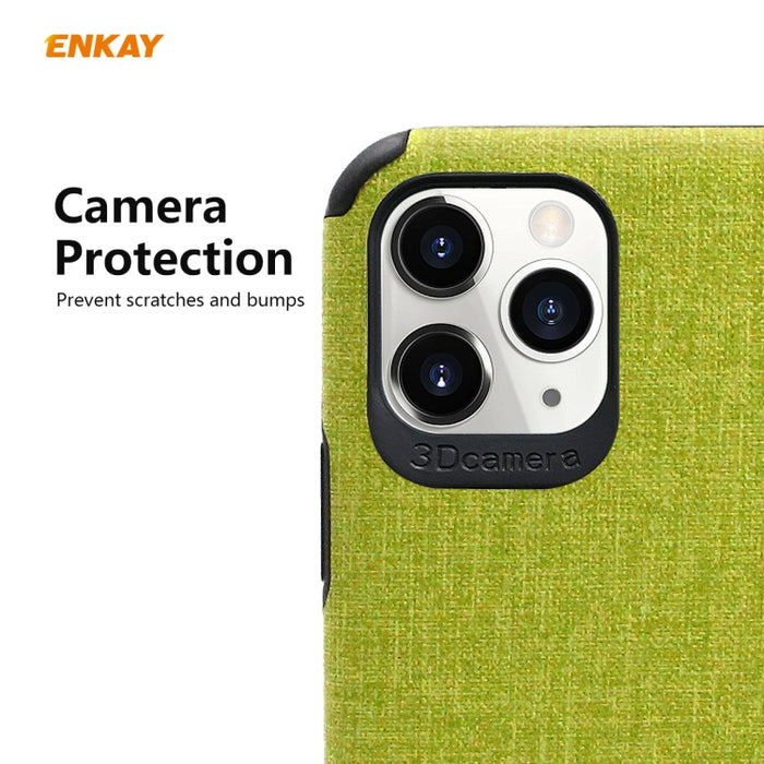 Para iPhone 11 Pro Max ENKAY ENK-PC0332 2 en 1 Business Series Textura de mezclilla Cuero de PU + TPU Funda de estuche delgado y suave ＆ 0.26mm 9H 2.5D Película de vidrio templado, For iPhone 11 Pro Max